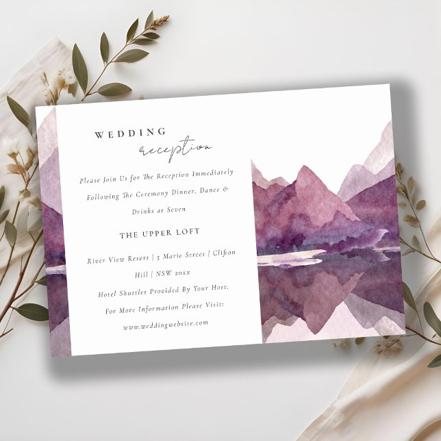 Morple Watercolor Mountain Lake Wedding Recepcion (Subido por el creador)