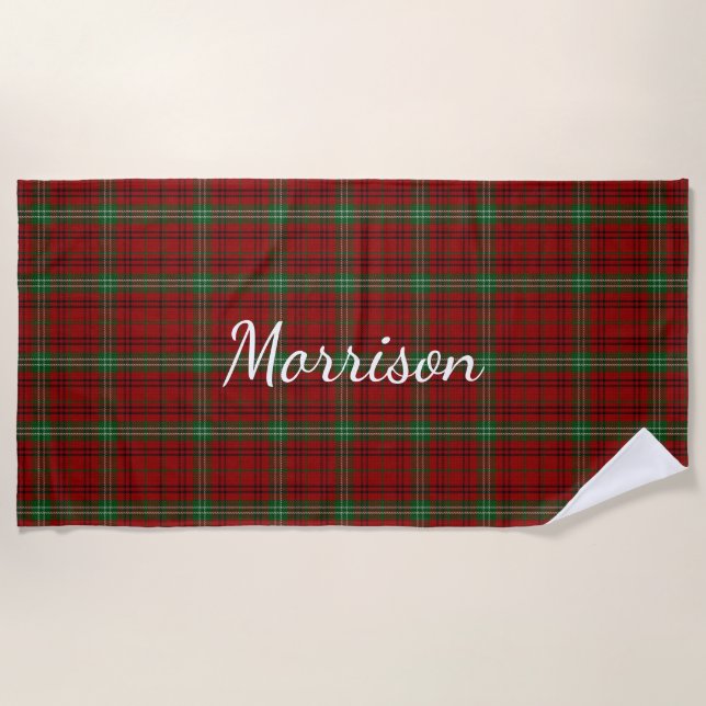 Morrison Clan Tartan Plaid Beach Toalla (Anverso)