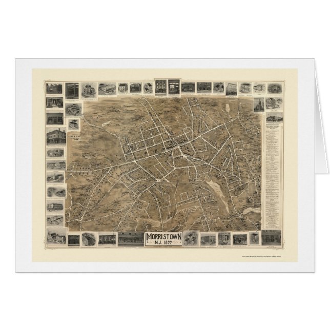 Morristown, mapa panorámico de NJ - 1899 (Anverso (Horizontal))
