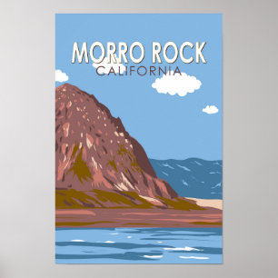 Morro Rock California Viajes Arte Vintage