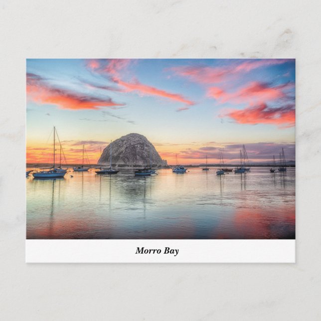 Morro Rock en la postal del atardecer (Anverso)