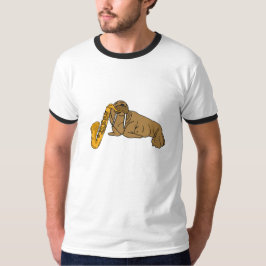 Morsa AA que juega la camiseta del saxofón