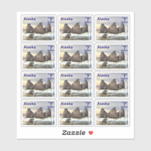 Morsa - Cuatro Hermanos - Pegatina de franqueo de 