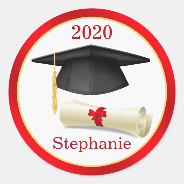 Mortero negro, diploma Su nombre Pegatina de gradu (Anverso)