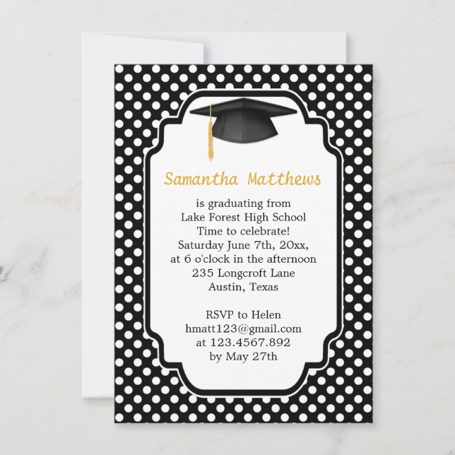 Mortero negro, invitación de la fiesta de graduaci (Anverso)