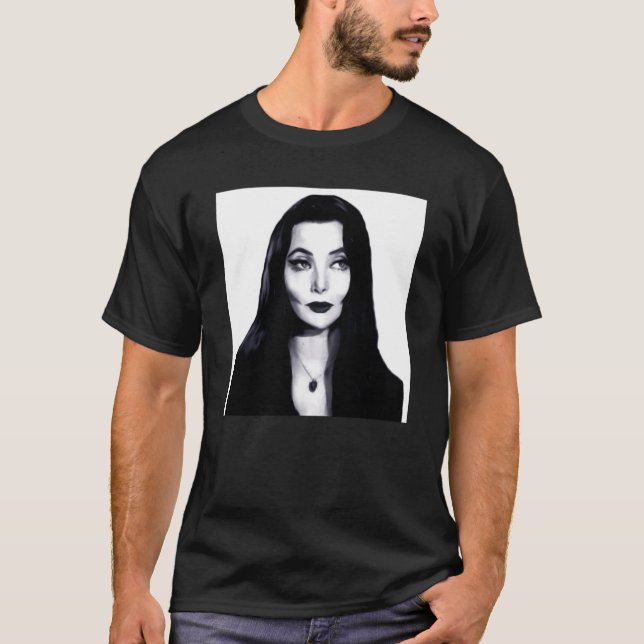 Morticia Addams Retrato Oscuro Camiseta Clásica (Anverso)