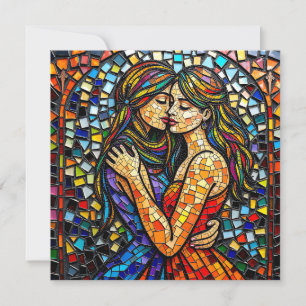 Mosaic Tile Style Ai Art Romantic Embrace