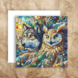 Mosaic Tile Wolf y Owl