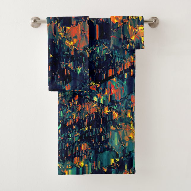 Mosaico abstracto de fogata desplazada sobre verde (In situ)