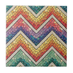 Mosaico de Chevron de Arcoíris – Baldosa Geométric
