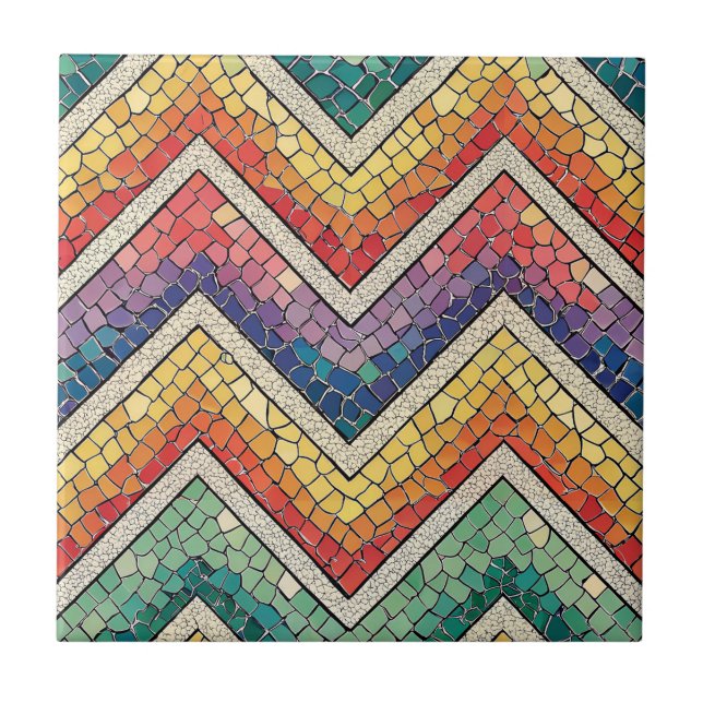 Mosaico de Chevron de Arcoíris – Baldosa Geométric (Frente)