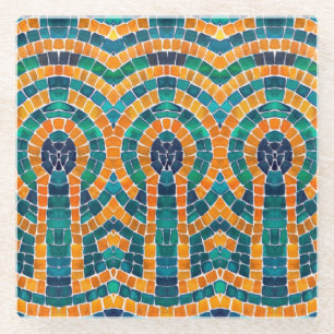 MOSAICO DE ICONOS DORADOS Posavasos de Vidrio para