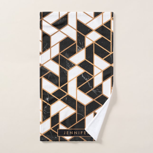 Mosaico de mármol blanco y negro (Toalla de mano)