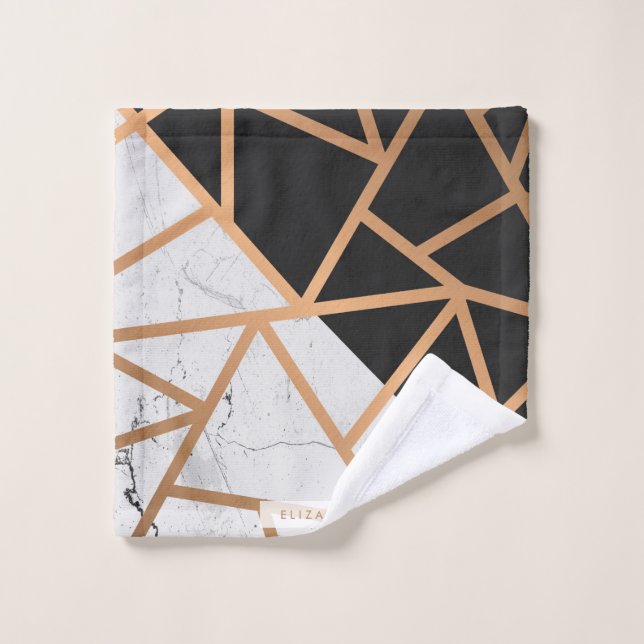 Mosaico de mármol de oro negro y blanco (Toallita)