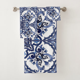 Mosaico de Mayólica siciliana azul y blanca italia