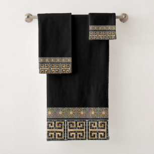 Mosaico de mosaico roto griego negro y oro