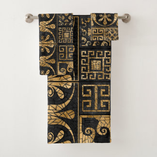 Mosaico de mosaico roto griego negro y oro