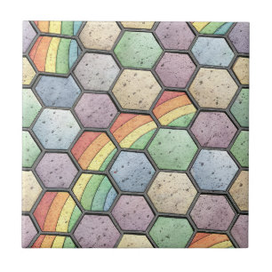Mosaico de Panal de Arcoíris – Baldosa Hexagonal