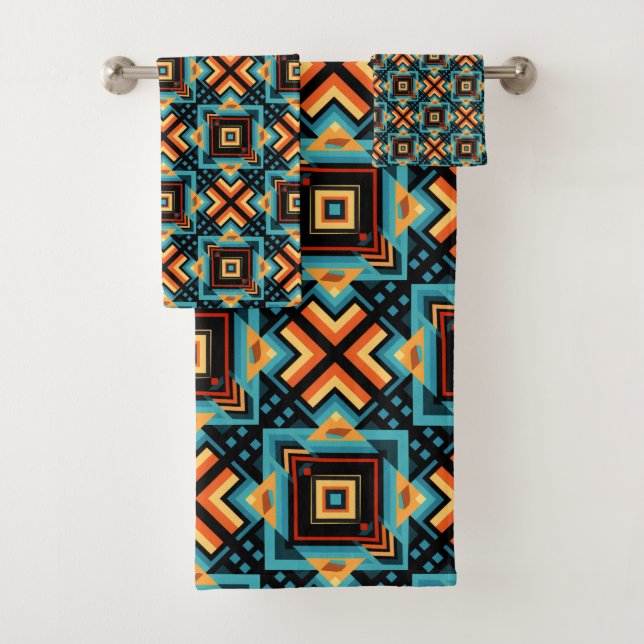 Mosaico decorativo azul amarillo naranja (In situ)