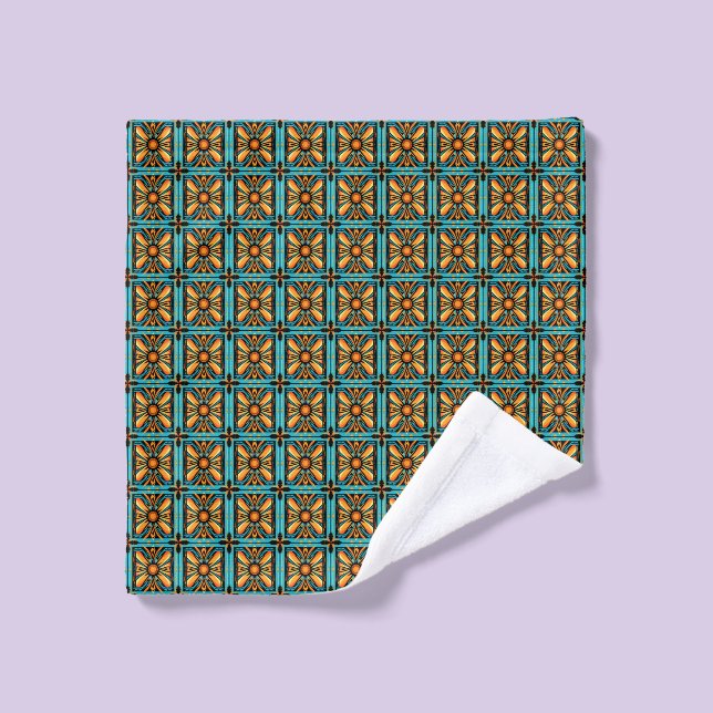 Mosaico decorativo Naranja amarillo azul (Toallita)
