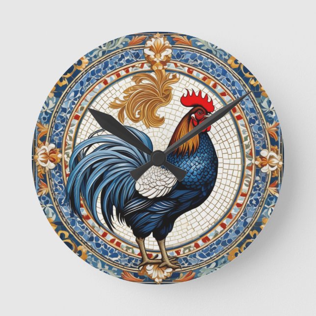 Mosaico del gallo de reloj de pared (Anverso)
