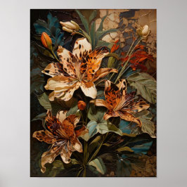 Mosaico floral - flores poster de arte digital