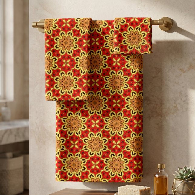 Mosaico Geométrico Boho Rojo Naranja Amarillo (Subido por el creador)