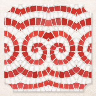 MOSAICO IÓNICO ROJO Posavasos de papel de entradas