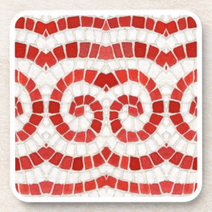MOSAICO IÓNICO ROJO Posavasos de Plástico Duro
