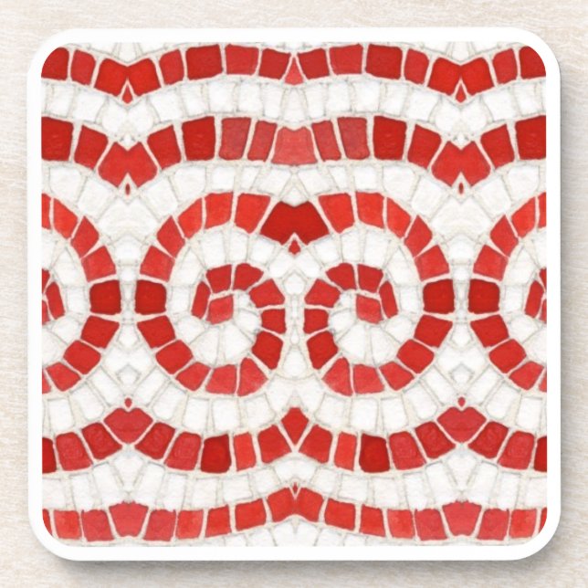 MOSAICO IÓNICO ROJO Posavasos de Plástico Duro (Frente)