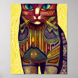 Mosaico marrón gato arte abstracto con motivos de