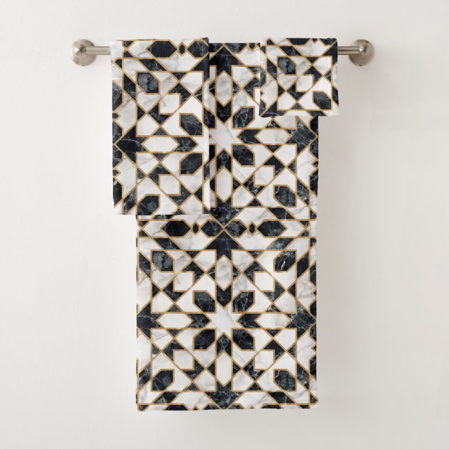 Mosaico marroquí de mármol blanco y negro (In situ)