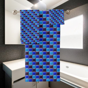 Mosaico moderno en negro, azul real y azul claro