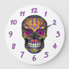 Mosaico púrpura Calavera zombie Reloj de pared zom