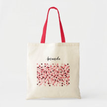 Mosaico rojo, blanco, bolsa personalizada de dama