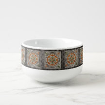 Mosaico romano Cuenco para sopa de patrón geométri