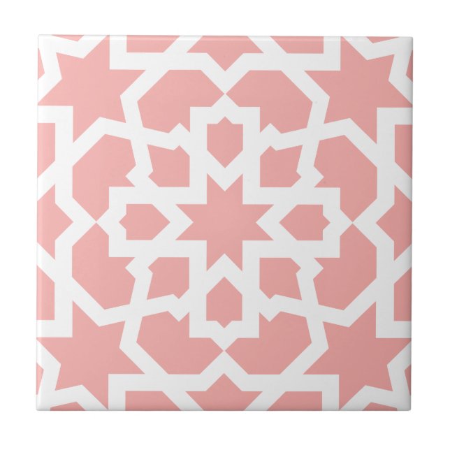Mosaico rosa de azulejo marroquí geométrico en (Frente)