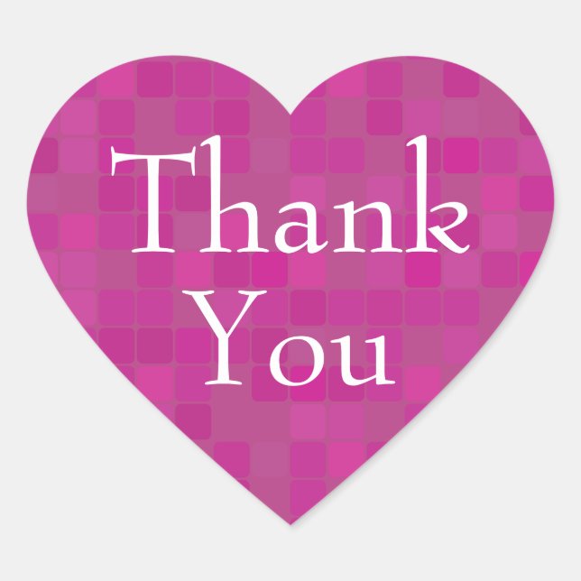 Mosaico rosa fucsia gracias pegatina corazón (Anverso)
