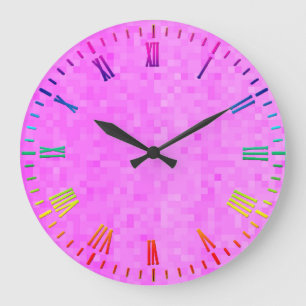 Mosaico rosa pastel, reloj de pared grande