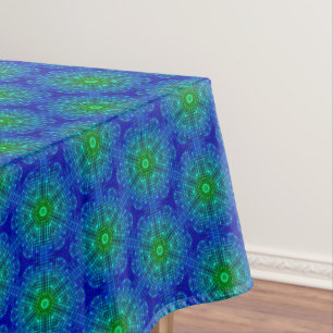 Mosaico Tile azul y manteles verdes