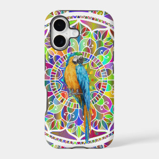 Mosaico Tropical – Mandala de Guacamayo Azul y Dor