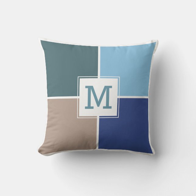 Mosaicos Náuticos personalizado monograma almohada (Anverso)