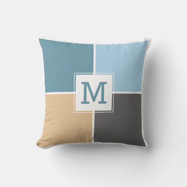 Mosaicos Náuticos personalizado monograma almohada (Anverso)