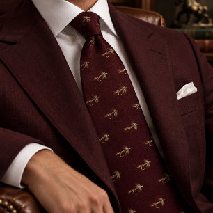 Mosca de corbata suave Herringbone Rojo Oxblood de