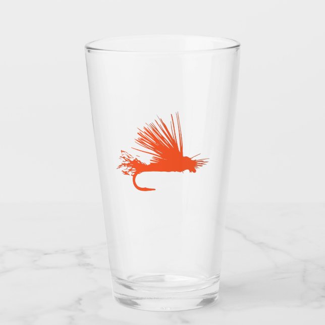 Mosca de pesca con mosca naranja (Anverso)