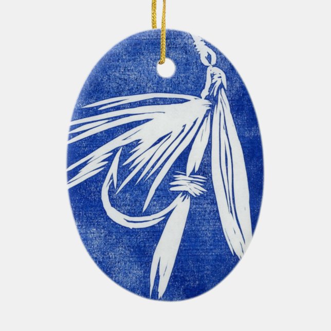 Mosca húmeda - azul Ornamento clásico de Navidad d (Atrás)