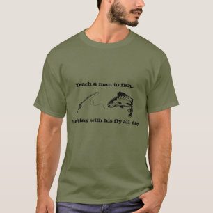 Mosca Pesca Divertido Tee Camiseta Oscura Básica