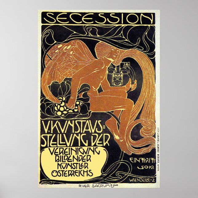 Moser Poster: Exposición de Arte Secesión de Viena (Frente)