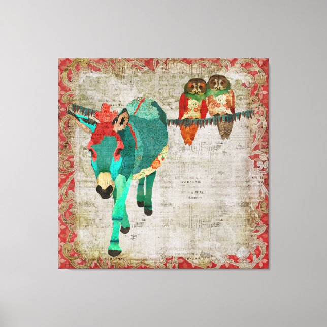 Moses Ruby Rosa Owls Canvas de Arte (Anverso)