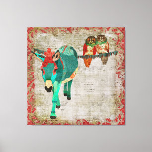 Moses Ruby Rosa Owls Canvas de Arte
